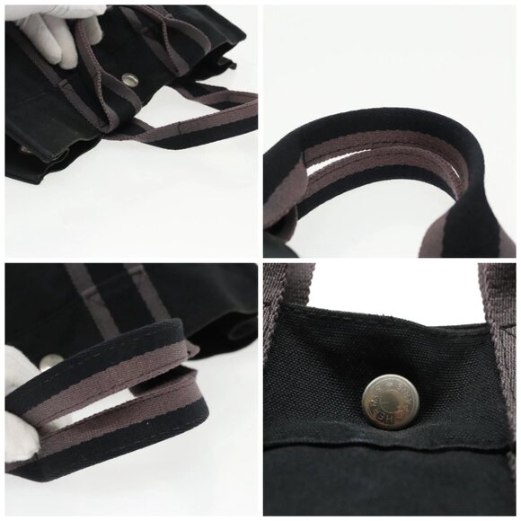 HERMES Fourre Tout PM Hand Bag Canvas Black Silver Auth ti2320 - Picture 16 of 16